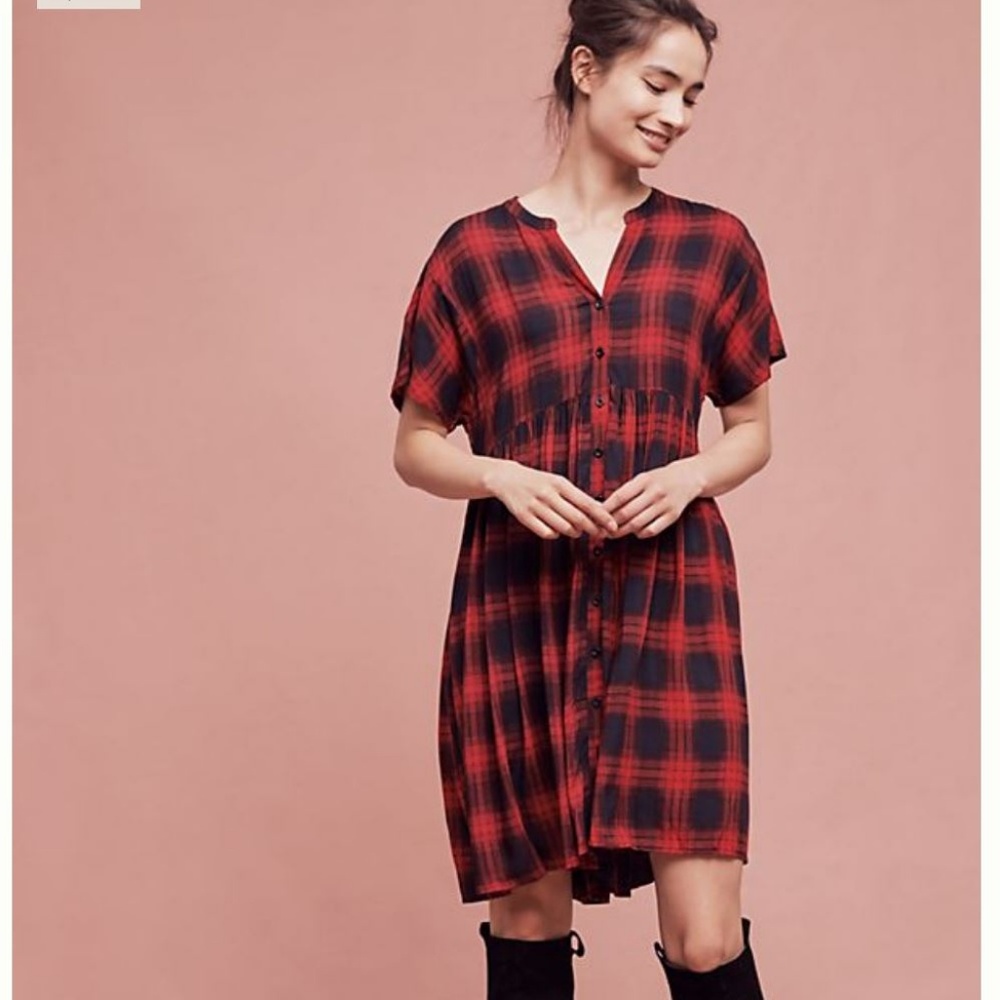Anthropologie 11.1 TYLHO Mona Plaid Dress Size  M